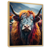Colorful fur yak portrait - Yaks Large Canvas Wall Art