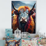 Colorful fur yak portrait - Yaks Large Canvas Wall Art