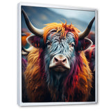 Colorful fur yak portrait - Yaks Large Canvas Wall Art