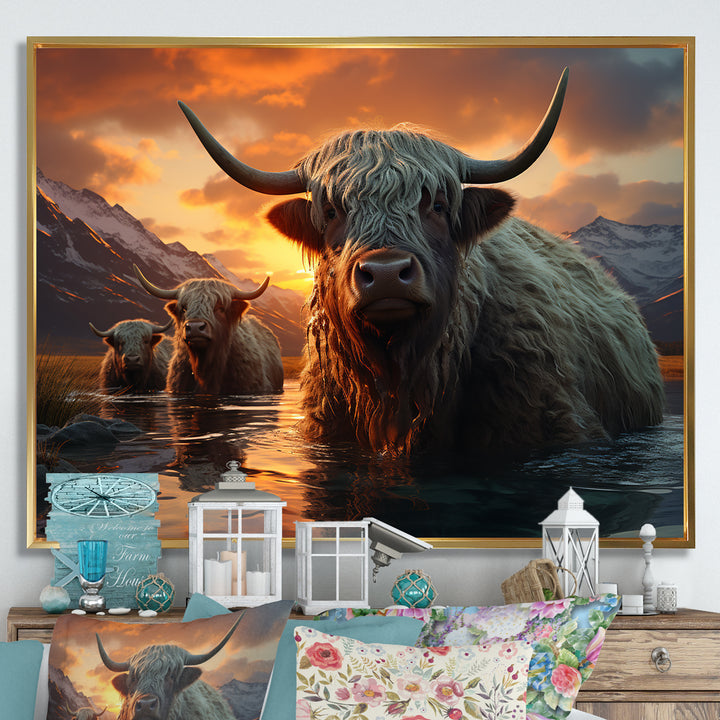 Expressionist Yaks horizon - Yaks Home Decor Art