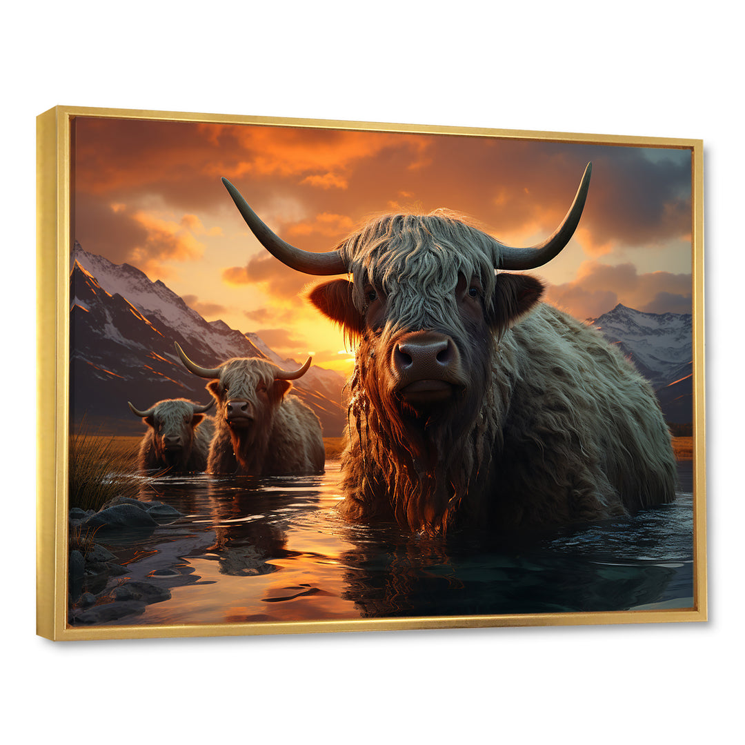 Expressionist Yaks horizon - Yaks Home Decor Art