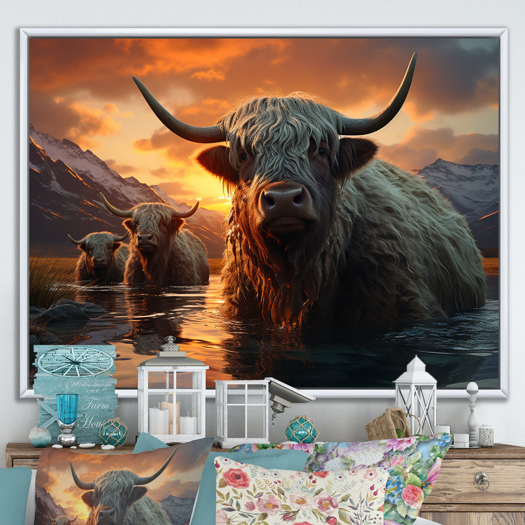 Expressionist Yaks horizon - Yaks Home Decor Art