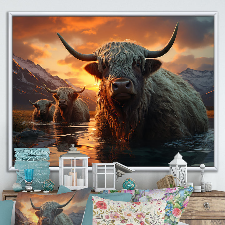 Expressionist Yaks horizon - Yaks Home Decor Art