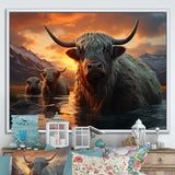 Expressionist Yaks horizon - Yaks Home Decor Art