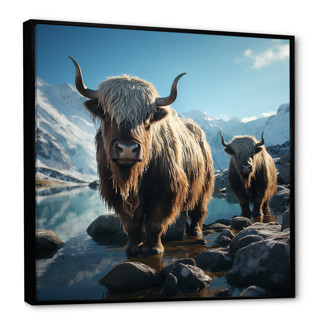 enchanted yaks portrait in winter - Yaks Canvas Wall Art