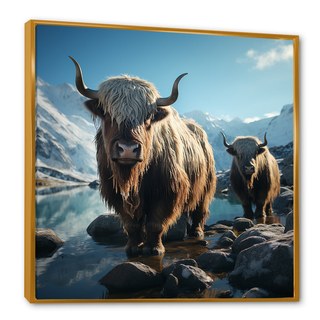 enchanted yaks portrait in winter - Yaks Canvas Wall Art