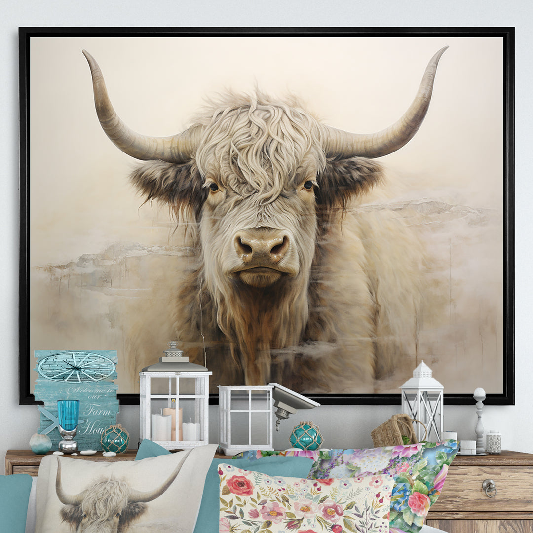 minimalism beige Yak painting - Yaks Wall Decor