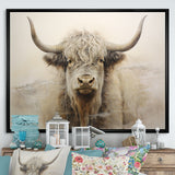minimalism beige Yak painting - Yaks Wall Decor