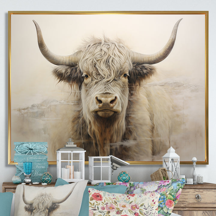 minimalism beige Yak painting - Yaks Wall Decor
