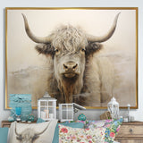 minimalism beige Yak painting - Yaks Wall Decor