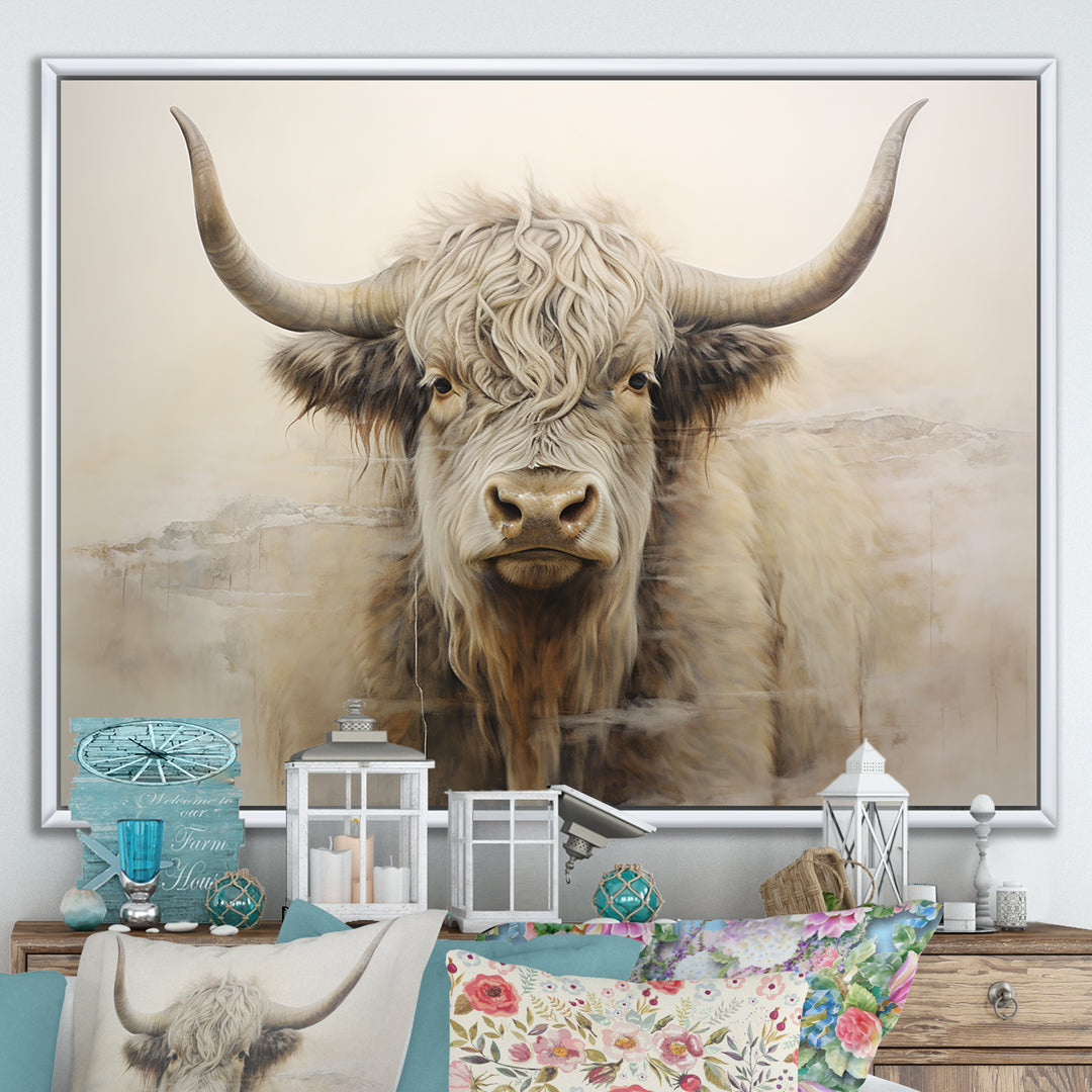 minimalism beige Yak painting - Yaks Wall Decor