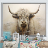 minimalism beige Yak painting - Yaks Wall Decor