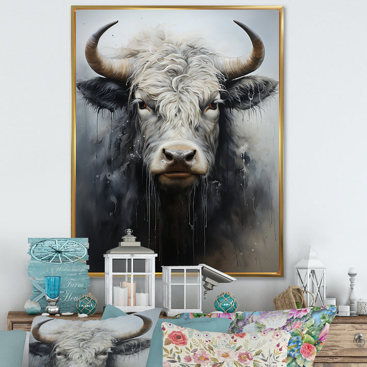 minimalism black and white Yak painting - Yaks Wall Art Prints