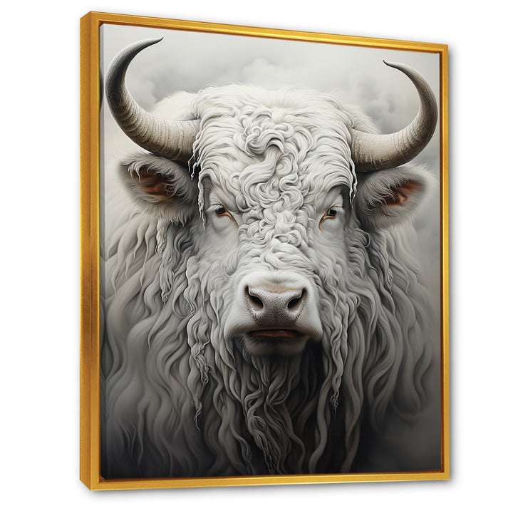minimalism grey Yak painting - Black Yaks Wall Art