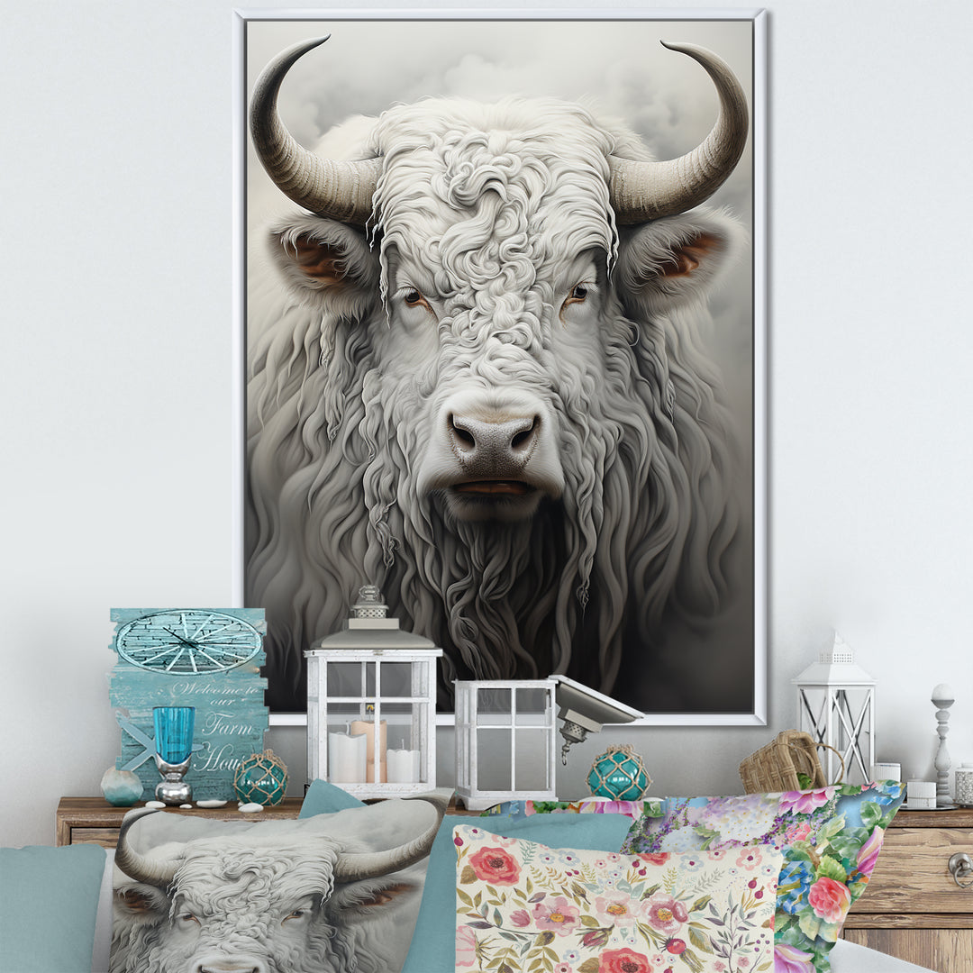 minimalism grey Yak painting - Black Yaks Wall Art