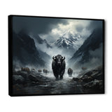 minimalism black Yaks panorama - Black Yaks Wall Art