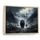 minimalism black Yaks panorama - Black Yaks Wall Art