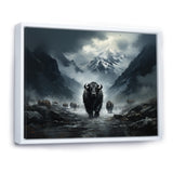 minimalism black Yaks panorama - Black Yaks Wall Art