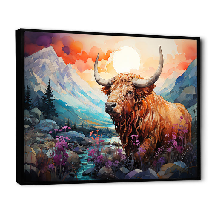 Yak Pastel Wilderness territory - Yaks Large Canvas Wall Art