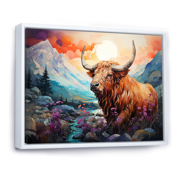 Yak Pastel Wilderness territory - Yaks Large Canvas Wall Art