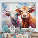 Cute Multicolor Yaks selfie - Yaks Living Room Wall Art