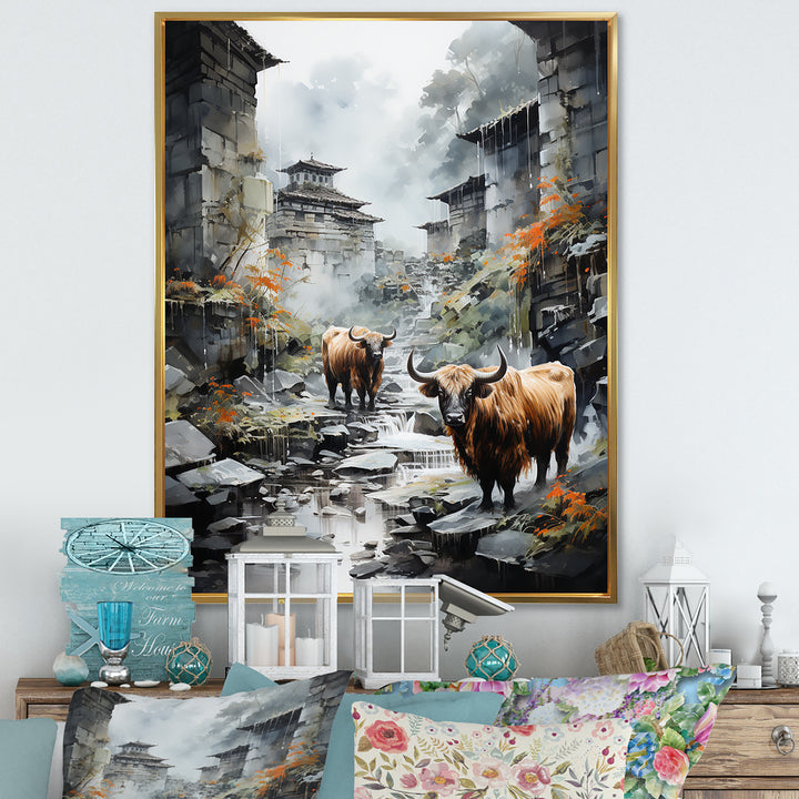 Yaks urban visitor - Yaks Canvas Wall Art