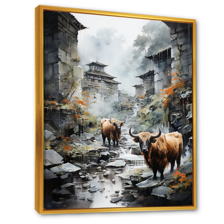Yaks urban visitor - Yaks Canvas Wall Art