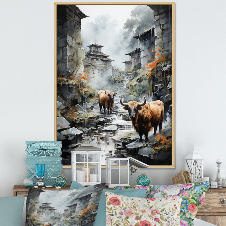 Yaks urban visitor - Yaks Canvas Wall Art