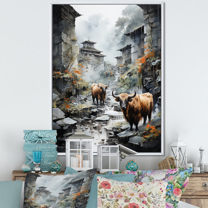 Yaks urban visitor - Yaks Canvas Wall Art
