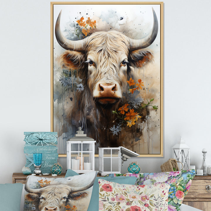 Floral yak profile - Yaks Wall Art Prints