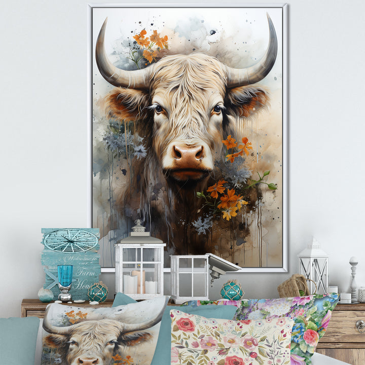 Floral yak profile - Yaks Wall Art Prints