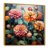 Bold Zinnias flowers - Floral Canvas Wall Art