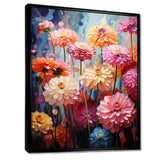 Muted tone Zinnias field - Floral Canvas Wall Art