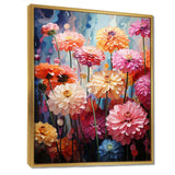 Muted tone Zinnias field - Floral Canvas Wall Art