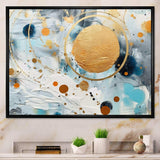 teal white and gold Abstract fight - Abstract Canvas Wall Art