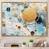 teal white and gold Abstract fight - Abstract Canvas Wall Art