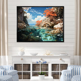 Corals and Coral Patchwork landscape - Coral Canvas Wall Art