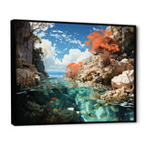 Corals and Coral Patchwork landscape - Coral Canvas Wall Art