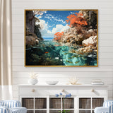 Corals and Coral Patchwork landscape - Coral Canvas Wall Art