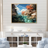 Corals and Coral Patchwork landscape - Coral Canvas Wall Art