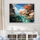 Corals and Coral Patchwork landscape - Coral Canvas Wall Art