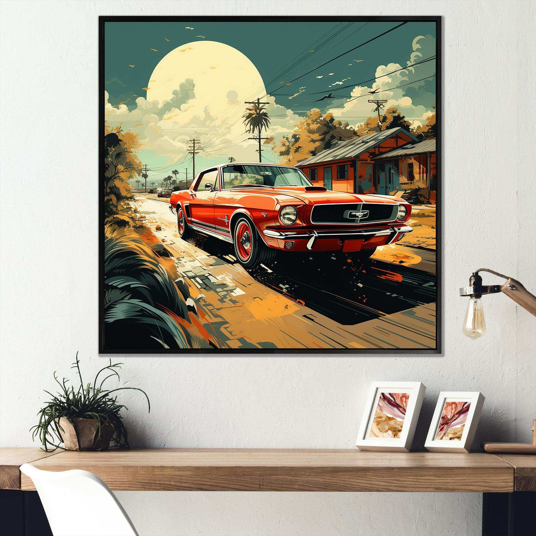 Classic Muscle Car Mustang - Performing Arts Canvas Wall Art