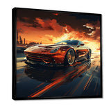 Red Vette Car art - Performing Arts Canvas Wall Art