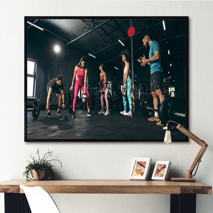 Bodybuilding Indoor Group Training - Aerobic &amp; Bodybuilding Canvas Wall Art