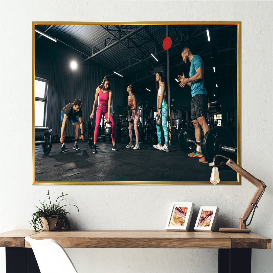 Bodybuilding Indoor Group Training - Aerobic &amp; Bodybuilding Canvas Wall Art