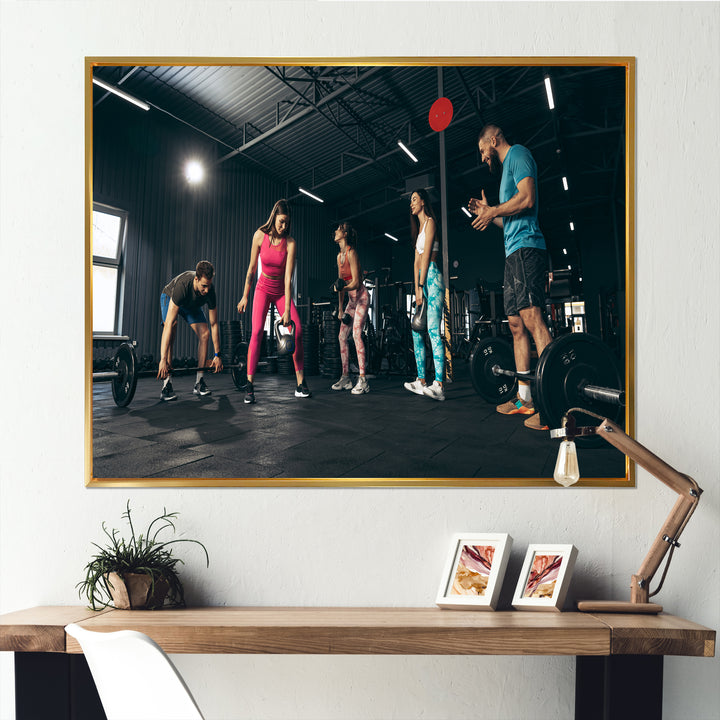 Bodybuilding Indoor Group Training - Aerobic &amp; Bodybuilding Canvas Wall Art
