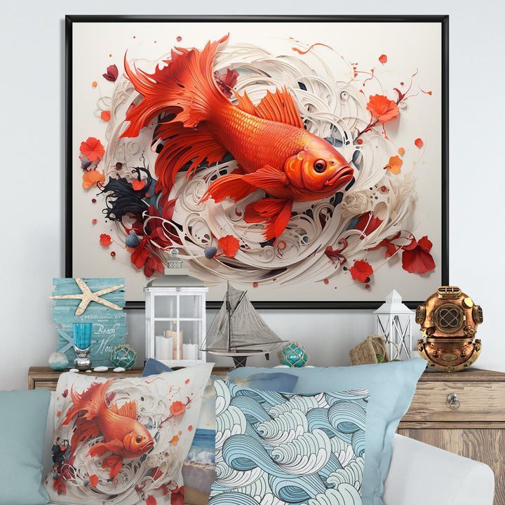 Red And Grey Koi&