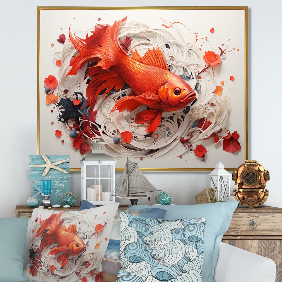 Red And Grey Koi&