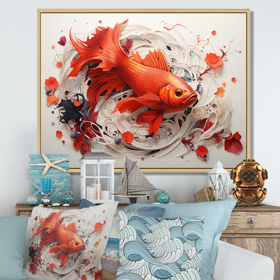 Red And Grey Koi&