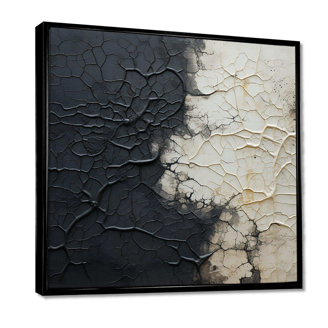 white and black Abstract split - Abstract Canvas Wall Art